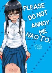 Rule 34 | bad tag, cover, cover page, glasses, ijiranaide nagatoro-san, long hair, manga cover, nagatoro hayase, nerdy girl&#039;s story, school uniform, skirt hold