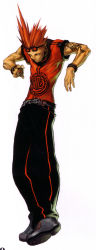 Rule 34 | absurdres, belt, brown eyes, collar, crossed legs, earrings, highres, jewelry, jojo, kim hyung tae, long image, magna carta, muscular, official art, original, outstretched arms, oxide, pants, red hair, red head (war of genesis), scan, shirt, shoes, simple background, single vertical stripe, sneakers, solo, spiked hair, spread arms, standing, star, sunglasses, sunglasses on head, t-shirt, tall image, tattoo, the war of genesis, the war of genesis iii, wristband, yo-yo