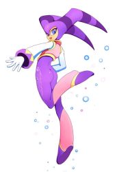 Rule 34 | 1girl, ass, blue eyes, bodysuit, gloves, hat, jester cap, looking back, nights (character), nights into dreams, ricocake, sega, smile, sonic (series), thighs