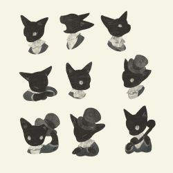 Rule 34 | animal, animal focus, black cat, black headwear, cat, clothed animal, collar, collared shirt, crossed arms, expressions, closed eyes, frilled collar, frilled shirt collar, frills, green jacket, hat, holding, holding phone, jacket, kitten, no humans, original, own hands together, phone, shirt, simple background, slit pupils, tono (rt0no), top hat, upper body, white shirt, yawning, yellow eyes