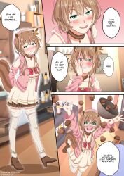 Rule 34 | absurdres, animal ear fluff, animal ears, ayunda risu, blush, bowl, brown hair, comic, english text, green eyes, hair ornament, highres, hololive, hololive indonesia, lsketchu, nonstop nut november, nut (food), open mouth, squirrel ears, squirrel girl, squirrel tail, tail, twintails, virtual youtuber