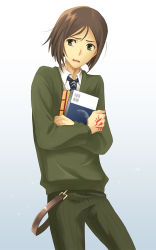 Rule 34 | 1boy, bad id, bad pixiv id, bob cut, book, brown hair, command spell, fate/stay night, fate/zero, fate (series), green eyes, male focus, necktie, solo, temperingmh, waver velvet, yaya (tempering)
