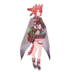 Rule 34 | 1girl, ahoge, animal ears, arknights, black choker, bow, brown gloves, cape, choker, dress, flashbang, fox ears, fox girl, fox tail, frilled dress, frills, full body, glasses, gloves, green eyes, hair bobbles, hair bow, hair ornament, hair over one eye, holding, holding knife, id card, karambit, knife, looking at another, myrrh (arknights), official art, pink socks, purple cape, purple dress, purple footwear, red bow, red hair, shoes, short hair, socks, solo, tachi-e, tail, thigh strap, transparent background, xiayehongming