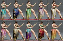 Rule 34 | 1girl, 3d, alternate color, alternate costume, alternate hairstyle, bikini, bikini top only, breasts, capcom, chun-li, cleavage, fighting stance, highres, multiple views, sandals, sarong, street fighter, street fighter v, swimsuit, toned, variations