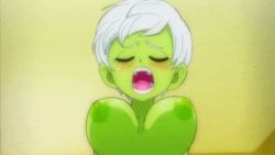 Rule 34 | 1girl, animated, animated gif, blush, bouncing breasts, breast sucking, breasts, broly (dragon ball z), cheelai, colored skin, cowgirl position, cum, cum in pussy, dragon ball, dragon ball super, dragon ball super broly, ejaculation, closed eyes, female orgasm, from below, from side, girl on top, green skin, groin, indoors, large breasts, legs, lying, moaning, navel, nipples, nude, open mouth, orgasm, scar, sex, short hair, sitting, straddling, thighs, vaginal, white hair, yamamoto doujin
