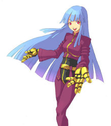Rule 34 | 1girl, blue hair, gloves, kula diamond, long hair, red eyes, smile, snk, solo, the king of fighters