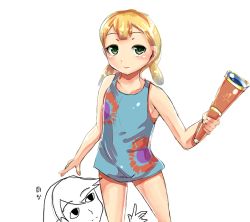 Rule 34 | 1boy, 1girl, aryll, blonde hair, brother and sister, dress, green eyes, holding, holding telescope, link, nintendo, siblings, telescope, the legend of zelda, the legend of zelda: the wind waker, twintails