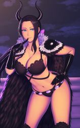 Rule 34 | 1girl, absurdres, alternate costume, ass, beast pirates, beast pirates uniform, black hair, blue eyes, breasts, gloves, highres, large breasts, leaning forward, long hair, nico robin, official alternate costume, one piece, revealing clothes, rimviolet, shiny skin, smile, thong, wide hips
