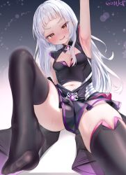 Rule 34 | 1girl, breasts, cleavage, gmkj, hololive, long hair, looking at viewer, murasaki shion, open mouth, small breasts, solo, white hair, yellow eyes