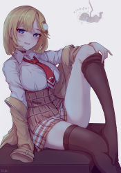 Rule 34 | 2girls, :o, absurdres, angry, black legwear, blonde hair, blue eyes, blush, bound, breasts, brown coat, brown skirt, choker, coat, collar, collared shirt, desk, gag, hair ornament, highres, hololive, hololive english, improvised gag, knee up, long sleeves, looking at viewer, medium breasts, medium hair, monocle, multiple girls, mustache print, necktie, on desk, open mouth, plaid, plaid skirt, pleated skirt, red neckwear, removing legwear, shirt, simple background, sitting, on desk, skirt, tape, tape gag, tfqr, thighhighs, virtual youtuber, watson amelia, white background, white collar