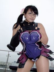 Rule 34 | 1girl, asian, black hair, breasts, cattleya (queen&#039;s blade), chouzuki maryou, cosplay, glasses, lipstick, makeup, photo (medium), plump, queen&#039;s blade, solo, thick thighs, thighs