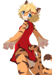 Rule 34 | 1girl, alcohol, chinese clothes, female focus, fu-chan, furry, furry female, hanadaiteol, red eyes, short hair, solo, tiger, tongue, wine