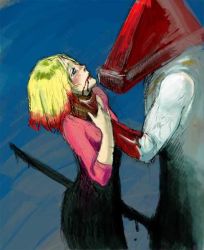 Rule 34 | asphyxiation, image sample, light bulb, maria (silent hill), pixiv sample, polearm, pyramid head, resized, silent hill, silent hill (series), silent hill 2, spear, strangling, weapon
