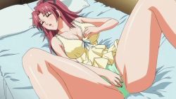 Rule 34 | 00s, 1girl, animated, animated gif, bed, blush, breasts, cleavage, female focus, female masturbation, large breasts, masturbation, moaning, panties, red hair, solo, underwear, yokorenbo ~immoral mother~