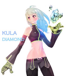 Rule 34 | 1girl, detached sleeves, gloves, ice, kula diamond, long hair, midriff, red eyes, snk, solo, tank top, the king of fighters