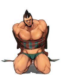 Rule 34 | 1boy, abs, bandaid, bandaid on cheek, bandaid on face, bara, bare pectorals, beard, black hair, bulge, cyphers, damian doyle (cyphers), dark-skinned male, dark skin, facial hair, gomtang, green male underwear, hat, large pectorals, male focus, male pubic hair, male underwear, mature male, mohawk, muscular, muscular male, navel, navel hair, nipples, pectoral cleavage, pectorals, penis, pubic hair, santa hat, short hair, sideburns, sidepec, solo, stomach, stubble, thick thighs, thighs, third-party source, underwear