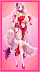 Rule 34 | 1girl, aizawa momoka, blush, breasts, btk, cleavage, curvy, dress, female focus, flower, frills, full body, gloves, hair flower, hair ornament, high heels, highres, honoo no haramase paidol my star gakuen z, huge breasts, long hair, looking at viewer, navel, open mouth, pink hair, shiny skin, smile, solo, squeez (artist), standing, underboob, wide hips, yellow eyes