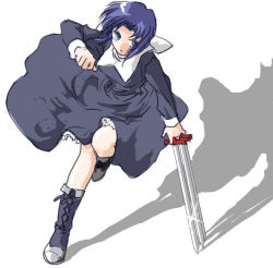Rule 34 | 00s, black keys (type-moon), blue hair, ciel (tsukihime), sword, tagme, tsukihime, weapon