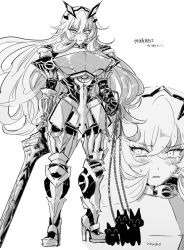 Rule 34 | armor, breasts, excalibur galatine (fate), barghest (fate), barghest (first ascension) (fate), fate/grand order, fate (series), greyscale, large breasts, monochrome, sword, uhana, weapon