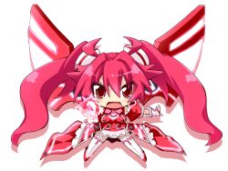 Rule 34 | 1girl, chibi, long hair, open mouth, pink hair, red eyes, reku, simple background, solo, twintails, vividred, vividred operation, white background