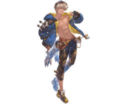 Rule 34 | 1boy, abs, blue hoodie, collarbone, fingerless gloves, full body, gloves, goggles, granblue fantasy, hood, hoodie, jacket, joel (granblue fantasy), male focus, muscular, navel, obliques, official art, open clothes, open jacket, toned, toned male, transparent background, white hair