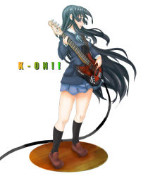 Rule 34 | akiyama mio, black eyes, black hair, guitar, haruken, instrument, k-on!, legs, long hair, school uniform, solo