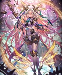 Rule 34 | 1girl, android, ankle wings, artist request, blonde hair, blue eyes, crossed legs, cygames, energy wings, full body, gradient hair, halo, holding, holding staff, joints, limonia flawed saint, long hair, looking at viewer, mechanical halo, multicolored hair, official art, open mouth, petals, purple hair, robot joints, shadowverse, smile, solo, staff, veil, very long hair, waist cape, watson cross, weighing scale, wings