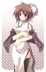 Rule 34 | brown eyes, brown hair, china dress, chinese clothes, dress, tagme, thighhighs