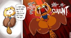 Rule 34 | 10s, 1girl, aggressive retsuko, animal ears, anus, artist name, bed sheet, black eyes, black footwear, black pantyhose, blue skirt, blue vest, breasts, cameltoe, clitoris, english text, female focus, formal, full body, furry, furry female, glowing, glowing eyes, hands up, jpeg artifacts, kappadoggo, legs up, long sleeves, lying, multiple views, o o, on back, open mouth, panties, panties under pantyhose, pantyhose, presenting, profanity, pussy, pussy juice, red panda, retsuko, sharp teeth, shirt, shoes, shouting, skirt, skirt suit, small breasts, speech bubble, spread legs, spread pussy, suit, tail, talking, teeth, text focus, thick thighs, thighs, uncensored, underwear, upskirt, urethra, vest, watermark, white panties, white shirt