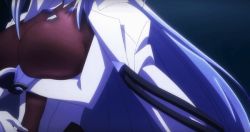 Rule 34 | 1girl, animated, animated gif, azur lane, bodysuit, bouncing breasts, breast focus, breasts, cape, close-up, hand on own hip, large breasts, new jersey (azur lane), screencap, standing