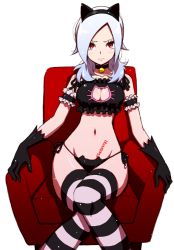 Rule 34 | 00s, 1girl, alternate costume, animal ears, arm garter, armchair, bell, black gloves, black neckwear, black panties, black ribbon, blue hair, blush, body writing, breasts, cat cutout, cat ear panties, cat ears, cat lingerie, chair, choker, cleavage, cleavage cutout, closed mouth, clothing cutout, collarbone, eas (fresh precure!), eyelashes, fake animal ears, fresh precure!, frills, gloves, groin, hairband, higashi setsuna, jingle bell, knees together feet apart, light frown, long hair, looking at viewer, meme attire, navel, neck bell, on chair, panties, precure, ribbon, shadow, shirono, side-tie panties, simple background, sitting, solo, stomach, string panties, striped clothes, striped thighhighs, swept bangs, thighhighs, underwear, underwear only, white background