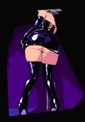 Rule 34 | 1girl, animated, animated gif, ass, ass focus, ass shake, bent over, boots, dress, elbow gloves, from behind, from below, gloves, hand on ass, high heel boots, high heels, huge ass, izayoi sakuya, latex, latex boots, latex dress, latex gloves, looking at viewer, looking back, lowres, maid, maid headdress, microdress, namako daibakuhatsu, pixel art, pole, solo, standing, thigh boots, thong, touhou, white hair