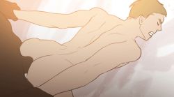 Rule 34 | 2boys, anal, animated, animated gif, ass, clenched teeth, closed eyes, dark skin, erection, male penetrated, multiple boys, nude, penis, restrained, sex, teeth, wince, yaoi