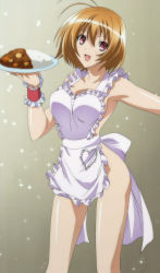 Rule 34 | 00s, 1girl, apron, curry, food, highres, kampfer, kondou mikoto, naked apron, screencap, solo, sparkle, stitched, third-party edit, wristband