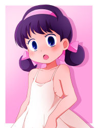 Rule 34 | 1girl, blue eyes, child, himitsu no akko-chan, kagami atsuko, purple hair