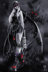 Rule 34 | demon, demon girl, digimon, digimon (creature), fallen angel, highres, ladydevimon, long hair, mask