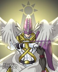 Rule 34 | angel, angel boy, armor, belt, digimon, highres, holyangemon, mask, wings