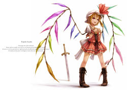 Rule 34 | 1girl, alternate wings, bad id, bad pixiv id, english text, engrish text, female focus, flandre scarlet, highres, kurione (pixiv), kurione (zassou), legs, pigeon-toed, ranguage, solo, sword, touhou, weapon, wings