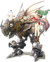 Rule 34 | 1girl, ass, boots, cape, final fantasy, final fantasy vi, green eyes, green hair, high heel boots, high heels, highres, looking at viewer, looking back, magitek armor, moogle, pantyhose, simple background, smile, standing, tina branford, whiskers, wings, zi-dabu