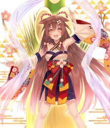Rule 34 | + +, 1girl, alternate costume, alternate hairstyle, animal ears, arm up, armpits, blush, bone hair ornament, breasts, brown eyes, brown hair, commentary request, detached sleeves, dog ears, dog girl, fukahire (ruinon), hair between eyes, hair ornament, hair ribbon, hololive, inugami korone, inugami korone (new year), japanese clothes, long hair, looking at viewer, ribbon, solo, very long hair, virtual youtuber