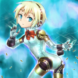 Rule 34 | aegis (persona), android, ass, atlus, bad id, bad pixiv id, blonde hair, blue eyes, breasts, hashi, persona, persona 3, shell casing, short hair, smoke, solo, steam