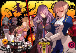 Rule 34 | 2016, 6+girls, alternate costume, alternate hairstyle, apron, armor, artoria pendragon (all), artoria pendragon (fate), bare tree, blonde hair, blue hair, camilla (fire emblem), corrin (female) (fire emblem), corrin (fire emblem), cosplay, dated, dress, elise (fire emblem), excalibur (fate/stay night), fate/grand order, fate/kaleid liner prisma illya, fate/stay night, fate (series), felicia (fire emblem), fire emblem, fire emblem fates, flora (fire emblem), frilled dress, frills, gauntlets, gloves, hair over one eye, halloween, halloween costume, happy halloween, hisui (cosplay), hisui (tsukihime), illyasviel von einzbern, jack-o&#039;-lantern, kero sweet, kohaku (cosplay), kohaku (tsukihime), long hair, maid, maid headdress, multiple girls, nintendo, outdoors, pauldrons, pink hair, pointy ears, polearm, ponytail, prisma illya, prisma illya (cosplay), pumpkin, purple hair, red eyes, red hair, saber (fate), saber (fate) (cosplay), scathach (fate), scathach (fate) (cosplay), selena (fire emblem fates), severa (fire emblem), shoulder armor, siblings, signature, sisters, smile, sword, tohsaka rin, tohsaka rin (cosplay), tree, tsukihime, twins, twintails, weapon