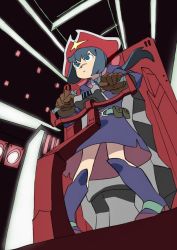 Rule 34 | 10s, 1girl, arai hiroki, blue hair, boots, bow, constanze amalie von braunschbank-albrechtsberger, gloves, green eyes, hat, highres, knee boots, little witch academia, long hair, pirate hat, ponytail, pouch, skirt, solo, thick eyebrows, witch