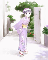 Rule 34 | 1girl, japanese clothes, kimono, sandals, solo, yoshizuki kumichi, yukata