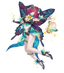 Rule 34 | 1girl, alternate costume, animal ears, bare shoulders, blue eyes, breasts, bridal gauntlets, bug, butterfly, cleavage, detached sleeves, easter egg, egg, facial mark, fairy wings, fake animal ears, fake tail, female focus, fire emblem, fire emblem heroes, floating, floating object, full body, gradient clothes, gradient hair, hair ornament, hair over one eye, high heels, highres, insect, kippu, looking away, medium breasts, midriff, multicolored hair, navel, nintendo, non-web source, official alternate costume, official art, pale skin, parted lips, petals, polka dot, purple hair, rabbit ears, rabbit tail, red nails, short hair, sideboob, sleeveless, solo, stomach, tail, thighs, thorns, transparent background, triandra (fire emblem), wings
