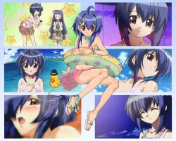 Rule 34 | 00s, 2girls, ahoge, arm support, artist request, ayase yue, bare arms, bare legs, bare shoulders, beach, bikini, bikini top only, bird, blue hair, blue sky, blush, bow, bra, closed eyes, cloud, day, drinking, drinking straw, duck, forest, hair ornament, hair over one eye, hairclip, hands together, happy, hat, innertube, juice box, knees, leaning forward, long hair, looking at viewer, looking away, mahou sensei negima!, miyazaki nodoka, multiple girls, nature, ocean, one eye covered, open mouth, panties, pink bra, pink eyes, pink panties, pink shirt, ponytail, purple eyes, purple hair, ribbon, rubber duck, sandals, sexually suggestive, shirt, short hair, shorts, sitting, skirt, sky, smile, standing, star (symbol), starry background, steam, string, sunlight, surprised, swim ring, swimsuit, t-shirt, tank top, tree, twintails, underwear, wand, water