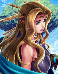 Rule 34 | 00s, 1girl, amulet, bare shoulders, blue eyes, breasts, circlet, commentary, commission, cygnus (maplestory), eyebrows, eyelashes, hair ornament, highres, large breasts, lips, long hair, maplestory, ryu shou, solo