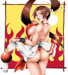 Rule 34 | 1girl, ass, breasts, fatal fury, highres, large breasts, ponytail, shiranui mai, solo