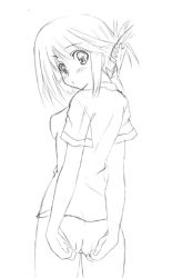 Rule 34 | 00s, 1girl, folded ponytail, greyscale, komaki manaka, monochrome, outline, panties, solo, to heart (series), to heart 2, underwear