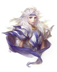 Rule 34 | 1boy, armor, cape, cecil harvey, closed mouth, final fantasy, final fantasy iv, long hair, looking at viewer, male focus, simple background, solo, square enix, white background, white hair, yufy